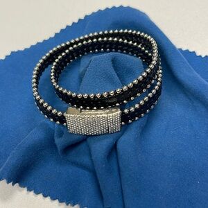 Erica Zap Double Wrap Beaded Leather Bracelet with Magnetic Clasp.